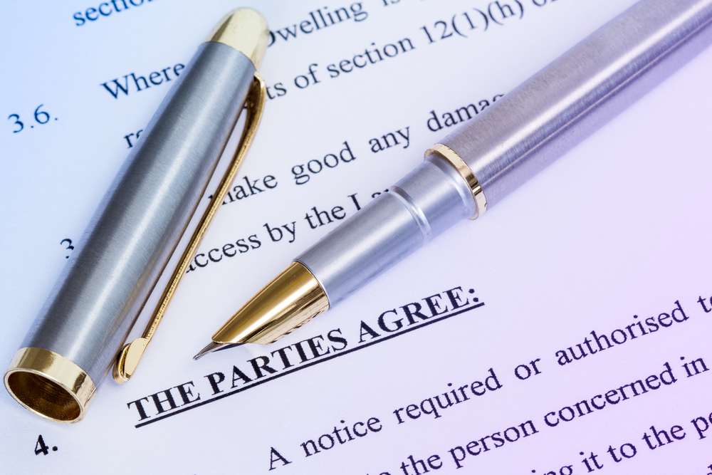 Metal Pen With Agreement Between Landlord And Tenant