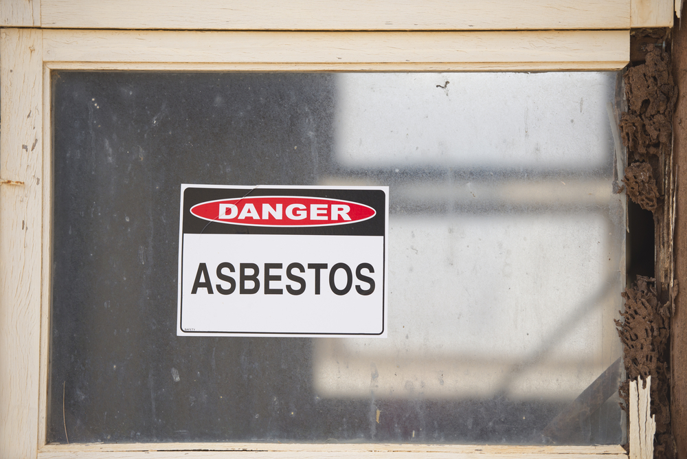Asbestos danger warning sign