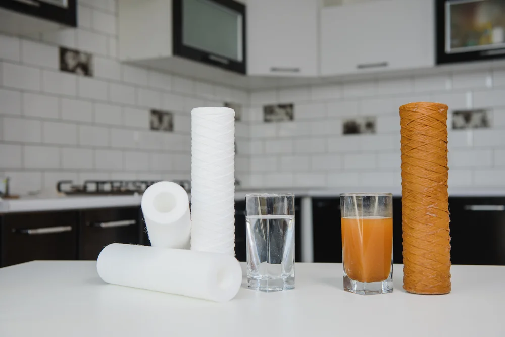 Top Benefits of Using a Water Purifier 3 a group of water filters and a glass of liquid / Top Benefits of Using a Water Purifier - Why Clean Water Matters - Benefits of Using a Water Purifier - Types of Water Purifiers and Their Features - ETA Mold Inpection in Florida