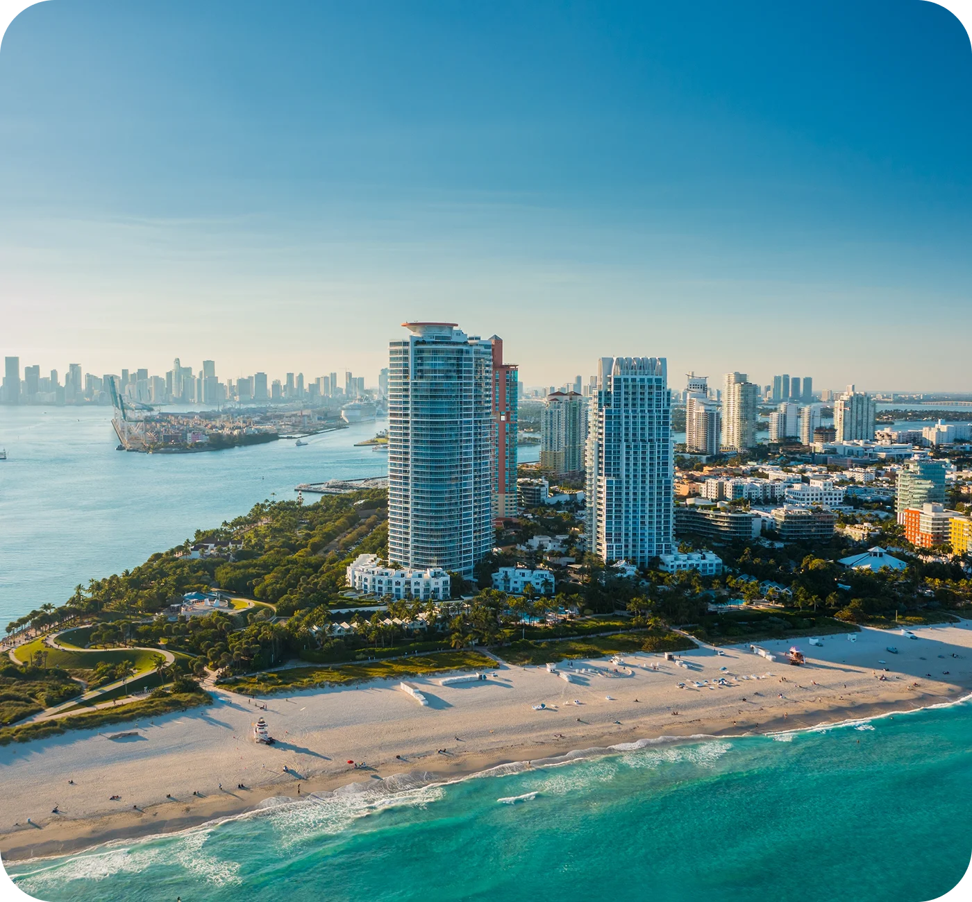 Aerial view of Miami Florida coastline