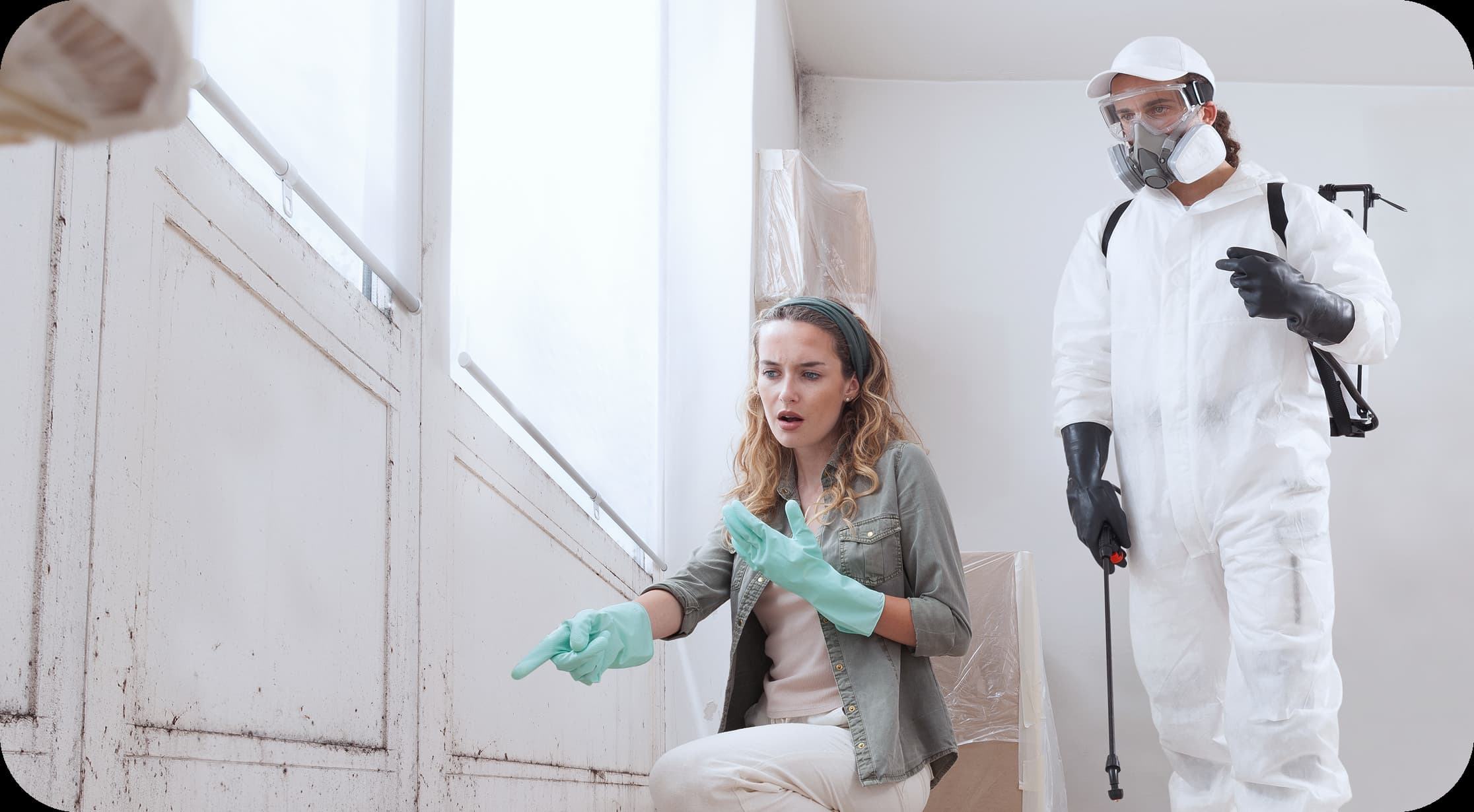 Certified local environmental inspectors conducting mold and air quality testing in South Florida homes