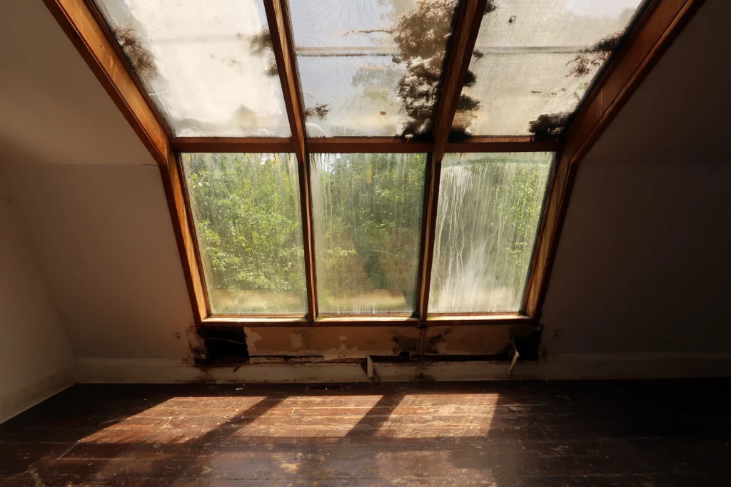 dilapidated room with sunlit window and wood floor - Does Sunlight Kill Mold?